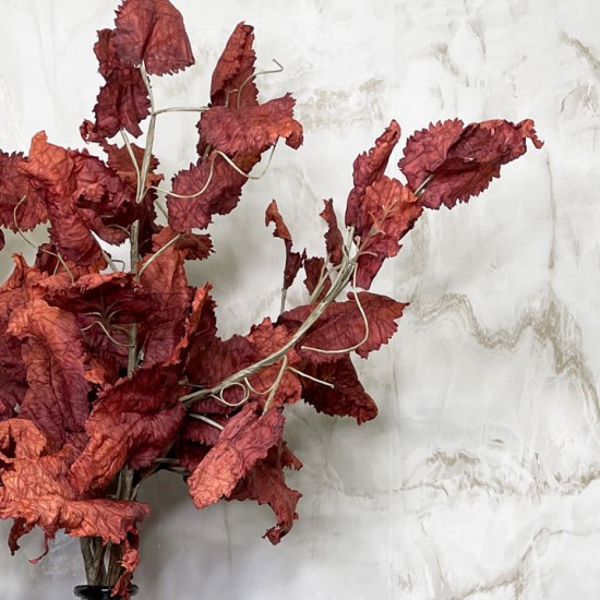 FAUX DRIED LEAF BRANCHES RED | BUNCHES