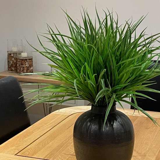 VANILLA GRASS IN CHARCOAL METAL VASE | FAUX FOLIAGE ARRANGEMENTS