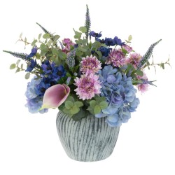 BLUE AND PINK GARDEN FLOWERS | ARTIFICIAL FLOWER ARRANGEMENT