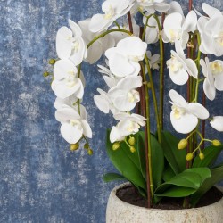 LARGE FAUX ORCHID IN CLAY POT | ARTIFICIAL FLOWER ARRANGEMENTS