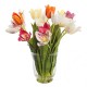 ASSORTED TULIPS IN GLASS URN VASE | ARTIFICIAL FLOWER ARRANGEMENTS