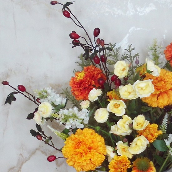 NATURE’S BOUNTY | MARIGOLDS ROSEHIPS BLACKBERRIES BOUQUET