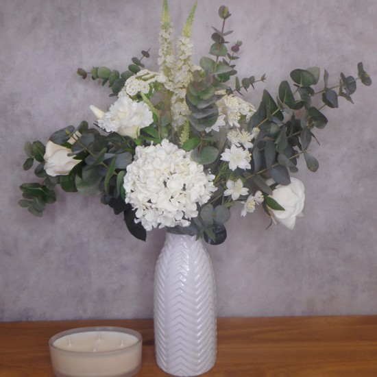 WHITE ZIGZAG CERAMIC VASE 27CM | FLOWER VASES 