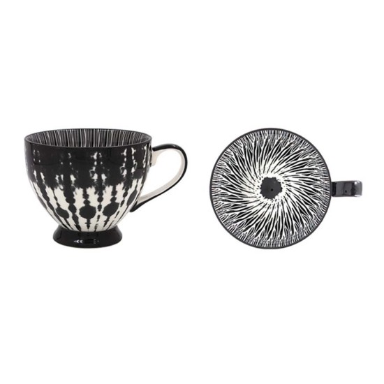 AMARI CHINA FOOTED COFFEE MUG BLACK 350ML | HOMEWARE