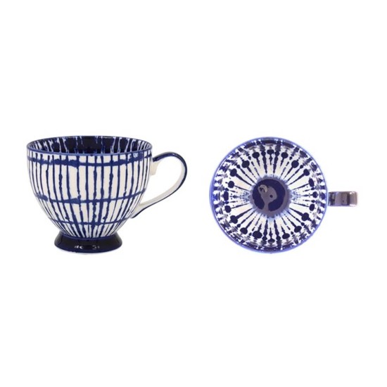 AMARI CHINA FOOTED COFFEE MUG BLUE 350ML | HOMEWARE