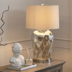 AMBASSADOR METALLIC GLASS LAMP WITH VELVET SHADE | HOMEWARE