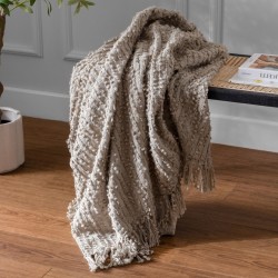 ARVO TASSELLED BLANKET THROW FEATHER 180CM | HOMEWARE 