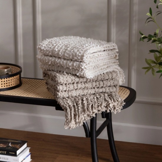 ARVO TASSELLED BLANKET THROW FEATHER 180CM | HOMEWARE 