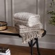 ARVO TASSELLED BLANKET THROW FEATHER 180CM | HOMEWARE 