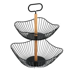BLACK 2 TIER METAL STORAGE BASKETS 40CM | HOMEWARE