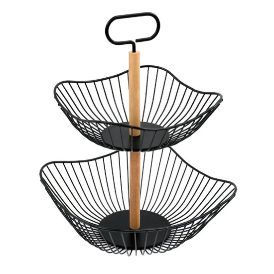 BLACK 2 TIER METAL STORAGE BASKETS 40CM | HOMEWARE