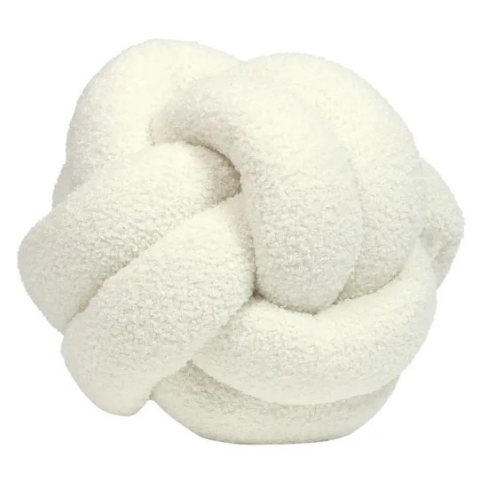BOUCLE KNOT SHERPA CUSHION ECRU CREAM 30CM | HOMEWARE