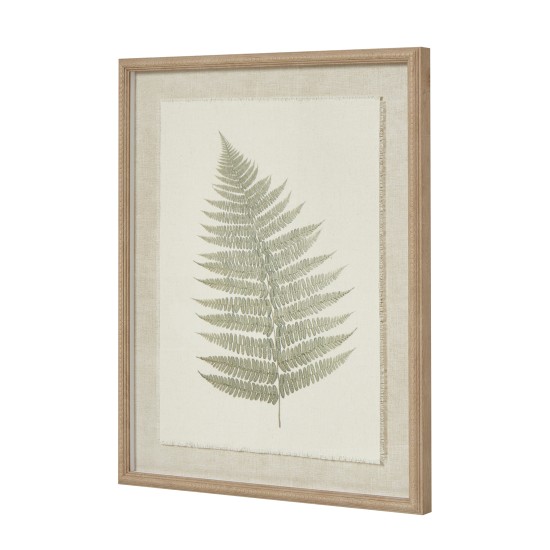 BRACKEN ART ON TORN LINEN WITH BEADED FRAME 50CM X 40CM | HOMEWARE