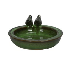GLAZED BIRD BATH GREEN 28CM | HOMEWARE