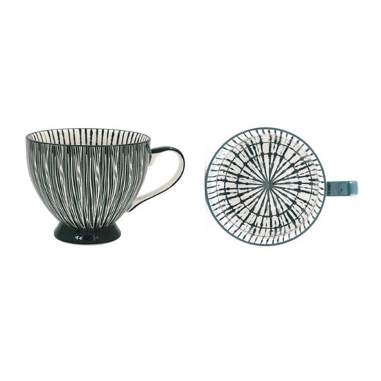 AMARI CHINA FOOTED COFFEE MUG GREEN 350ML | HOMEWARE