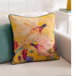 COUNTRY WILDS PHEASANT CUSHION GOLD TEAL 45CM | HOMEWARE
