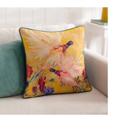 COUNTRY WILDS PHEASANT CUSHION GOLD TEAL 45CM | HOMEWARE