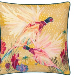 COUNTRY WILDS PHEASANT CUSHION GOLD TEAL 45CM | HOMEWARE