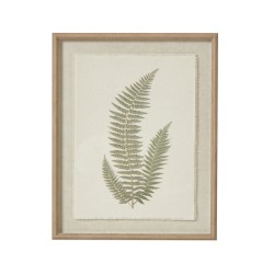 FERN ART ON TORN LINEN WITH BEADED FRAME 50CM X 40CM | HOMEWARE
