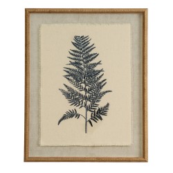 FLORA & FAUNA BEECH FERN ART ON TORN LINEN WITH BEADED FRAME 50CM X 40CM | HOMEWARE