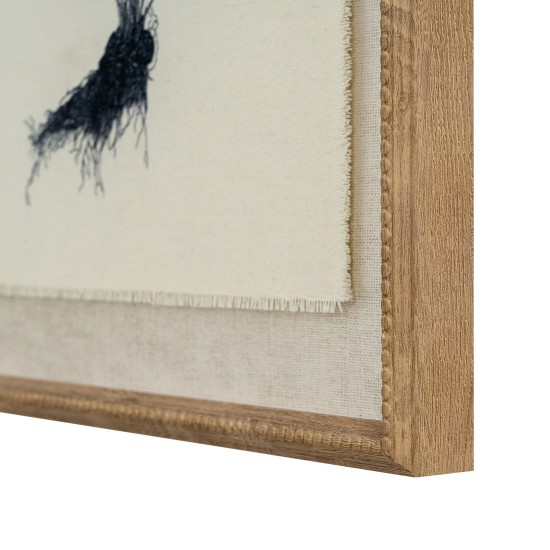 FLORA & FAUNA SPLEENWORT ART ON TORN LINEN WITH BEADED FRAME 50CM X 40CM | HOMEWARE