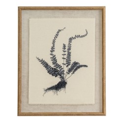 FLORA & FAUNA SPLEENWORT ART ON TORN LINEN WITH BEADED FRAME 50CM X 40CM | HOMEWARE