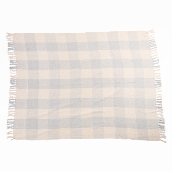 GREY GINGHAM BLANKET THROW GREY AND BEIGE 150CM | HOMEWARE 