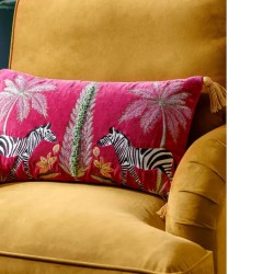 KALAHARI EMBROIDERED RECTANGULAR VELVET CUSHIONS PINK 50CM | HOMEWARE