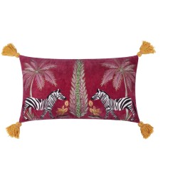 KALAHARI EMBROIDERED RECTANGULAR VELVET CUSHIONS PINK 50CM | HOMEWARE