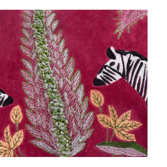 KALAHARI EMBROIDERED RECTANGULAR VELVET CUSHIONS PINK 50CM | HOMEWARE