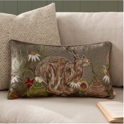 MEADOW BLOOM HAZEL HARE CHENILLE CUSHION SAGE 50CM | HOMEWARE