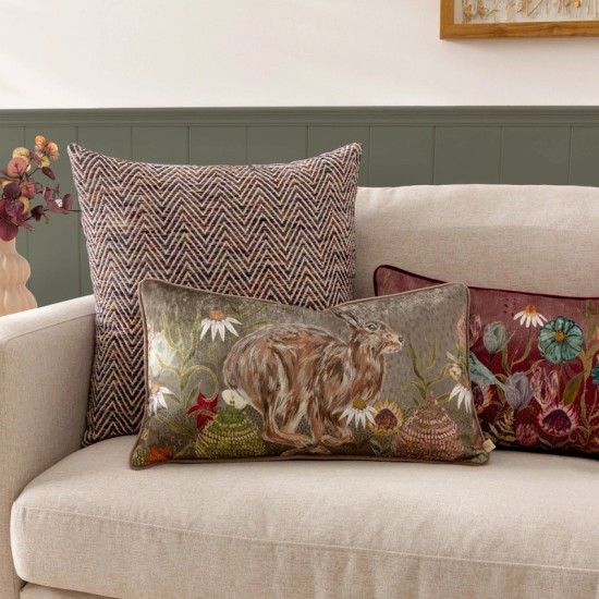 MEADOW BLOOM HAZEL HARE CHENILLE CUSHION SAGE 50CM | HOMEWARE