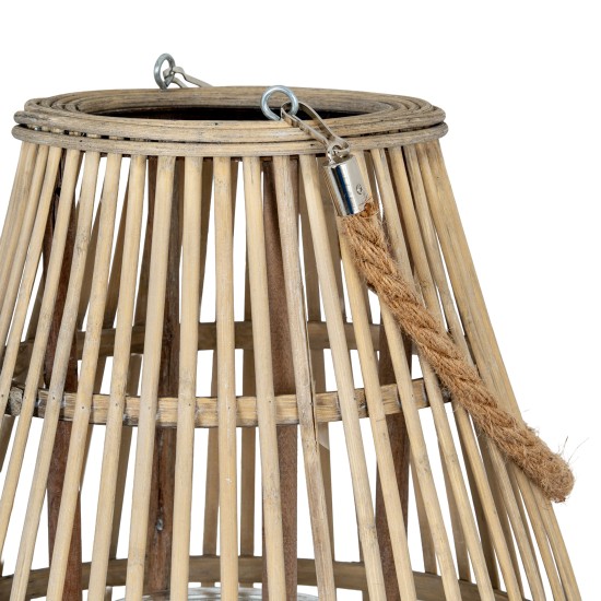 MEDIUM ELLIPSE WICKER LANTERN WITH ROPE HANDLE 42CM | HOMEWARE