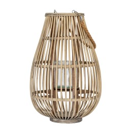 MEDIUM ELLIPSE WICKER LANTERN WITH ROPE HANDLE 42CM | HOMEWARE