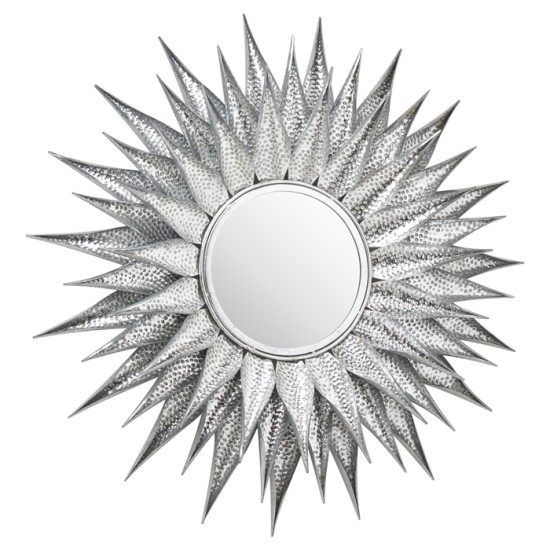 OHLSON SILVER LARGE SUNBURST MIRROR 90CM | HOMEWARE