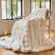 PLUSH FAUX FUR THROW BLANKETS GREY 180CM  | HOMEWARE