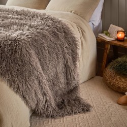 ROWAN FAUX FUR THROW BLANKETS MOCHA 175CM  | HOMEWARE