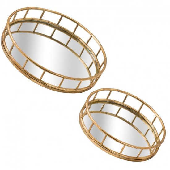 SET OF TWO MIRRORED CIRCULAR TRAYS | HOMEWARE