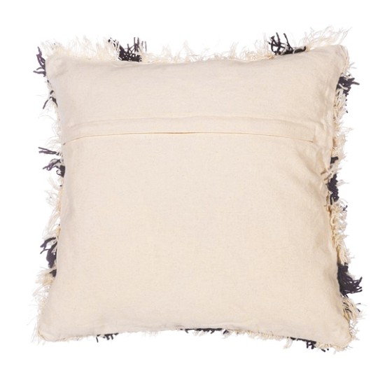 SHAGGY CUSHION COVER BLACK AND CREAM 40CM | HOMEWARE 