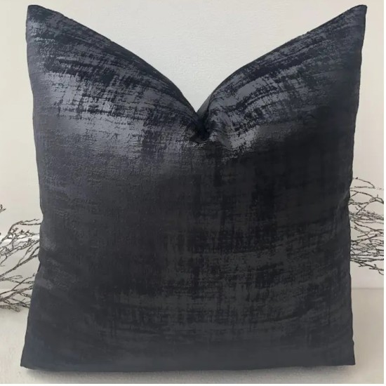 BLACK DOLCE TEXTURED VELVET CUSHION COVER 45CM | HOMEWARE