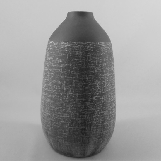 DARCY SHORT OPIE VASE CHARCOAL 35CM | FLOWER VASES