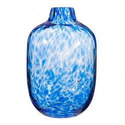 LARGE BLUE SPECKLED GLASS VASE 25CM | FLOWER VASES 